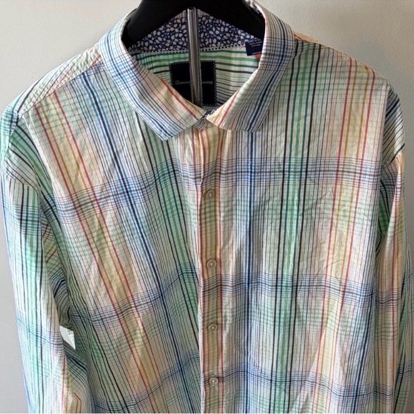 NWOT Tommy Bahama Multicolor Striped Shirt with Blue Floral Cuffs - Picture 5 of 10